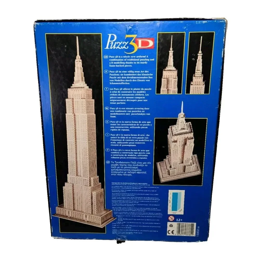 Rare Vintage MB Puzz 3D Empire State Building 902 Piece Jigsaw Puzzle